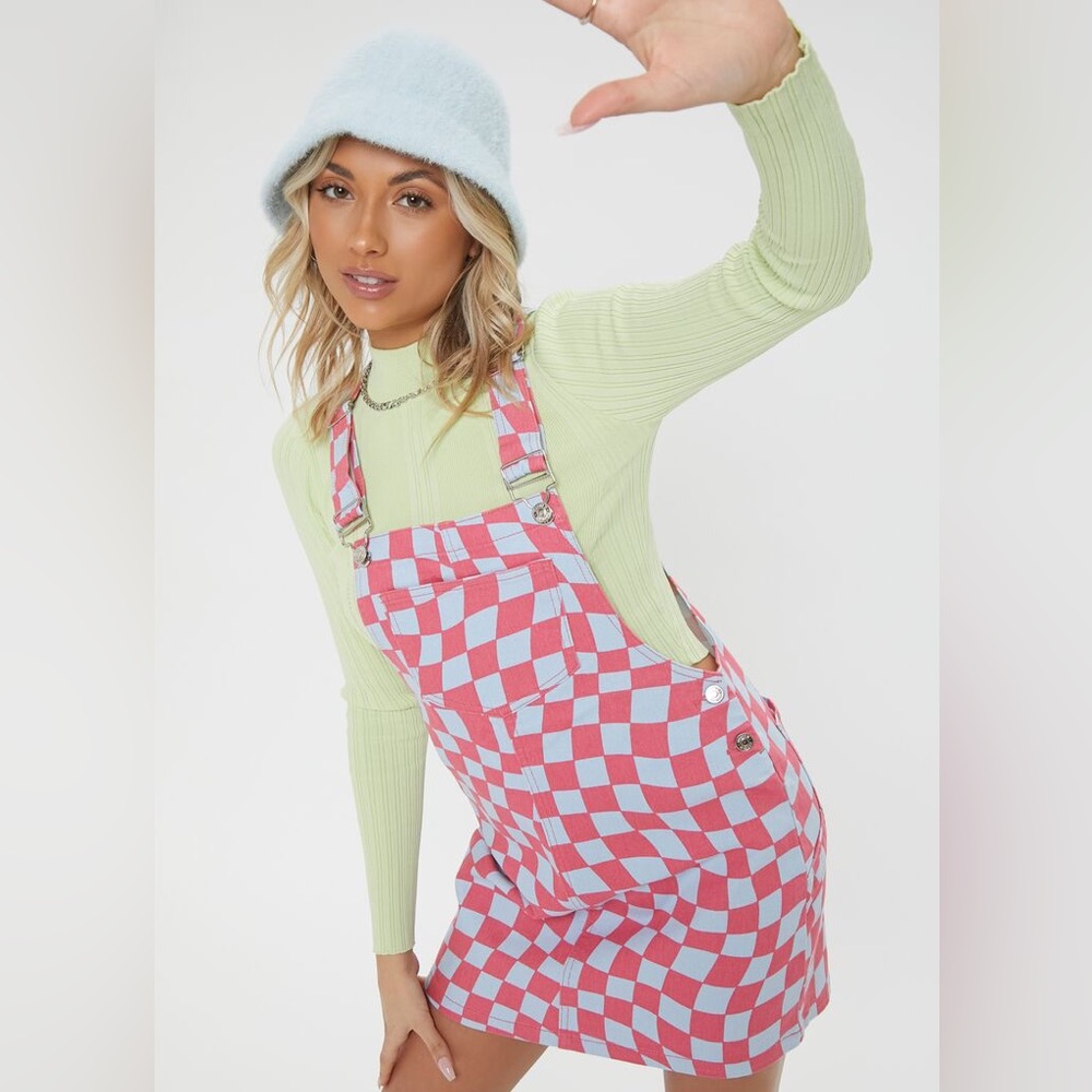 Pink and Blue Forever 21 Overall Dress